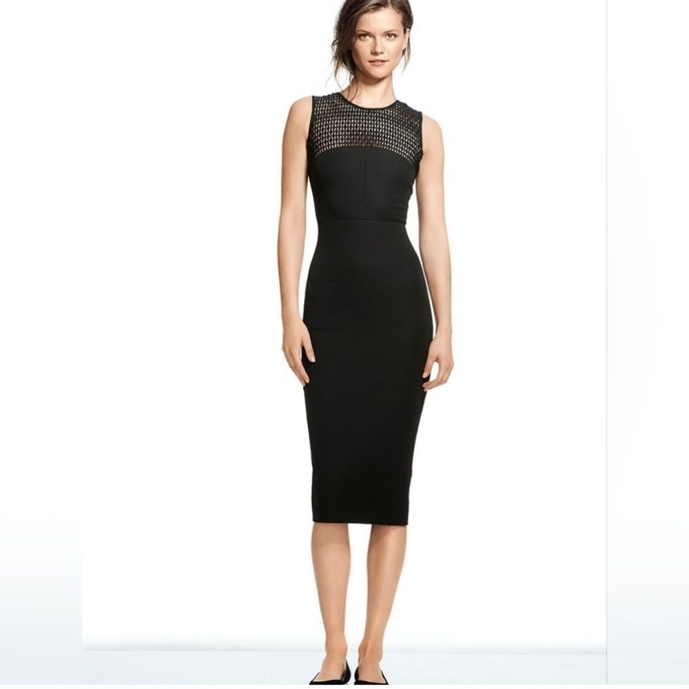 Roland Mouret For Banana Republic Lace Panel Yoke Pencil Stretch Dress Size 0p